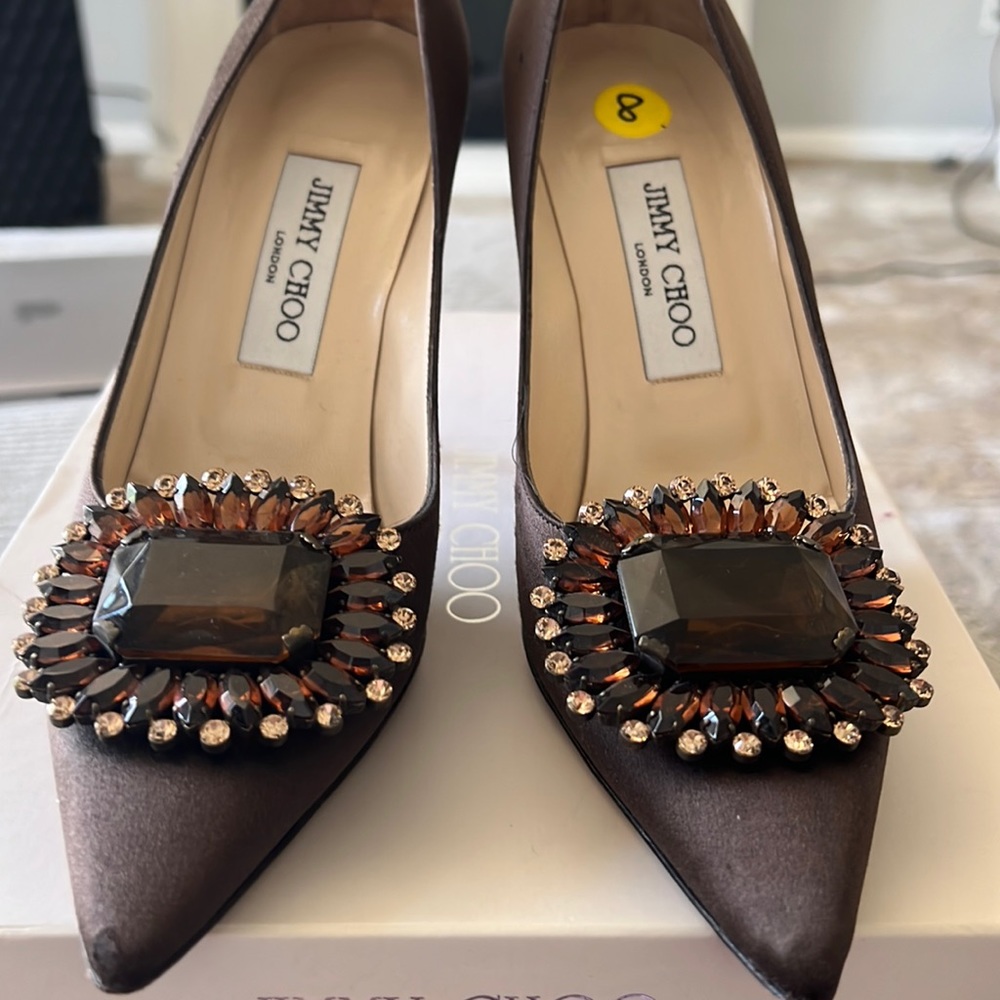 Authentic brown with stone Jimmy Choo Lady Heels Size 8